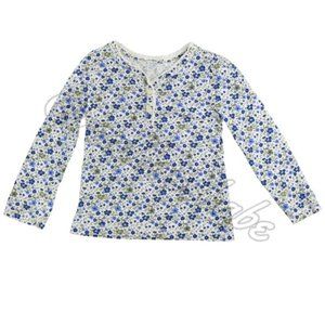 Girls Floral Cotton Long Sleeve Top Flower Buttons XS Size 4